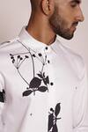 Buy_Lacquer Embassy_White Cotton Satin Printed Leaf Motif Bliss Shirt 