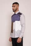 Buy_Lacquer Embassy_Grey Cotton Satin Printed Abstract Motif Shirt _Online_at_Aza_Fashions