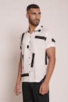 Buy_Lacquer Embassy_Ivory Rayon Printed Abstract Motif Half Sleeve Shirt _Online_at_Aza_Fashions