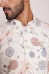 Lacquer Embassy_Peach Bundi Cotton Twill Printed Floral Kurta Set _Online