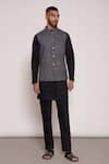 Buy_Lacquer Embassy_Black Bundi Cotton Twill Printed Abstract Button Down _at_Aza_Fashions