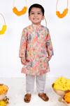 Buy_Toplove_Multi Color Cotton Hakoba Printed Floral Schiffli Kurta And Trouser Set _at_Aza_Fashions