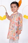 Toplove_Multi Color Cotton Hakoba Printed Floral Schiffli Kurta And Trouser Set _Online_at_Aza_Fashions