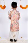 Shop_Toplove_Multi Color Cotton Hakoba Printed Floral Sequin Work Kurta And Cowl Pant Set _at_Aza_Fashions