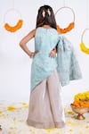 Shop_Toplove_Blue Chantely And Organza Embroidered Sequin Self Work Kurta & Palazzo Set _at_Aza_Fashions