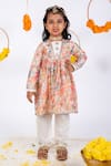 Buy_Toplove_Multi Color Cotton Hakoba Embroidered Floral Print Gathered Kurta And Pant Set _at_Aza_Fashions