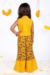 Shop_Toplove_Yellow Cotton Embroidered Thread Floral Abstract Pattern Crop Top And Pant Set _at_Aza_Fashions