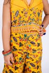 Toplove_Yellow Cotton Embroidered Thread Floral Abstract Pattern Crop Top And Pant Set _Online_at_Aza_Fashions