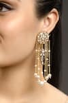 Buy_Hrisha Jewels_Gold Plated Moissanite Kundan Polki Bloom Jaal Embellished Danglers _at_Aza_Fashions