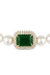 Hrisha Jewels_White Shell Pearls And Emerald Stone Embellished Choker Necklace _Online_at_Aza_Fashions