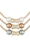 Hrisha Jewels_Gold Plated Shell Pearls Embellished Three Layered Necklace _Online_at_Aza_Fashions