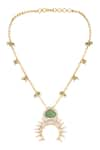 Shop_Hrisha Jewels_Gold Plated Shell Pearls Chand Bahar Embellished Pendant Necklace _at_Aza_Fashions