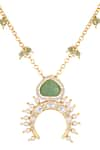 Hrisha Jewels_Gold Plated Shell Pearls Chand Bahar Embellished Pendant Necklace _Online_at_Aza_Fashions