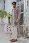 Shop_Amrit Dawani_Multi Color Jacket Organza Embroidered Thread Scenic Pattern Kurta Set _Online_at_Aza_Fashions