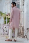 Shop_Amrit Dawani_Pink Cape Kurta Modal Silk Hand Painted Floral Open Attached With Trouser _at_Aza_Fashions