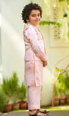 Littleens Pink Velvet, Cotton Embroidery Floral Bundi And Kurta Set at Aza Fashions Littleens_Pink Velvet, Cotton Embroidery Floral Bundi And Kurta Set _at_Aza_Fashions