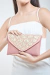 Shop_Boxwish By Bhumika_Pink Pearl Mermaid Scallop Flap Clutch _at_Aza_Fashions