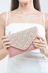 Buy_Boxwish By Bhumika_Pink Pearl Mermaid Scallop Flap Clutch _Online_at_Aza_Fashions