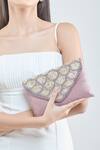 Buy_Boxwish By Bhumika_Purple Pearl Mermaid Scallop Embellished Flap Clutch _Online_at_Aza_Fashions