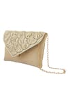 Buy_Boxwish By Bhumika_White Pearl Mermaid Scallop Moti Embellished Flap Clutch _at_Aza_Fashions