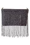 Shop_Boxwish By Bhumika_Black Cutdana Fringe Embellished Bucket Bag _Online_at_Aza_Fashions