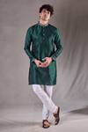 Arihant Rai Sinha Green Silk, Chanderi Placement Embroidered Kurta Set at Aza Fashions Arihant Rai Sinha_Green Silk, Chanderi Placement Embroidered Kurta Set _at_Aza_Fashions