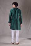 Shop_Arihant Rai Sinha_Green , Satin Buttoned Placket Straight Kurta _at_Aza_Fashions