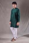 Buy_Arihant Rai Sinha_Green , Satin Buttoned Placket Straight Kurta 