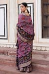 Shop_Geroo Jaipur_Purple Silk Handwoven Bandhani Zari Saree With Unstitched Blouse Piece _at_Aza_Fashions