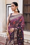 Buy_Geroo Jaipur_Purple Silk Handwoven Bandhani Zari Saree With Unstitched Blouse Piece _Online_at_Aza_Fashions