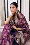 Geroo Jaipur_Purple Silk Handwoven Bandhani Zari Saree With Unstitched Blouse Piece _at_Aza_Fashions