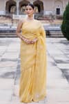 Buy_Geroo Jaipur_Yellow Tissue Embroidered Gota Sequin Saree With Unstitched Blouse Piece _at_Aza_Fashions