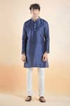 Buy Arihant Rai Sinha Blue Silk, Chanderi Embroidery Sleeve Kurta Set Buy_Arihant Rai Sinha_Blue Silk, Chanderi Embroidery Sleeve Kurta Set