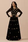 Ikshita Choudhary_Black Georgette Embroidery Sequin Illusion Sheer Round Anarkali With Dupatta _Online_at_Aza_Fashions