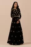 Shop_Ikshita Choudhary_Black Georgette Embroidery Sequin Illusion Sheer Round Anarkali With Dupatta _Online_at_Aza_Fashions