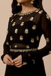 Ikshita Choudhary_Black Georgette Embroidery Sequin Illusion Sheer Round Anarkali With Dupatta _at_Aza_Fashions