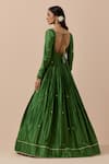 Shop_Ikshita Choudhary_Green Anarkali Chanderi Embroidery Sequin Floral Placement With Dupatta _at_Aza_Fashions