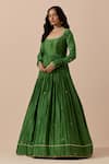 Buy_Ikshita Choudhary_Green Anarkali Chanderi Embroidery Sequin Floral Placement With Dupatta _Online_at_Aza_Fashions