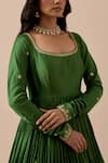 Ikshita Choudhary_Green Anarkali Chanderi Embroidery Sequin Floral Placement With Dupatta _at_Aza_Fashions