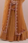 Shop_Ikshita Choudhary_Yellow Anarkali Chanderi Embroidery Sequin Scoop Neck Flower With Dupatta 