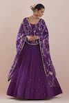 Buy_Ikshita Choudhary_Purple Anarkali Chanderi Embroidery Sequin Scoop Neck Work With Dupatta _at_Aza_Fashions