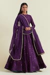 Buy_Ikshita Choudhary_Purple Anarkali Chanderi Embroidery Sequin Round Geometric Set _at_Aza_Fashions