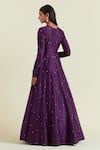 Shop_Ikshita Choudhary_Purple Anarkali Chanderi Embroidery Sequin Round Geometric Set _at_Aza_Fashions