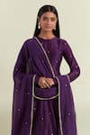 Ikshita Choudhary_Purple Anarkali Chanderi Embroidery Sequin Round Geometric Set _at_Aza_Fashions