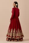 Shop_Ikshita Choudhary_Red Anarkali And Skirt Pure Chanderi Embroidery Zari Thread Paisley Border Set _at_Aza_Fashions