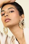 Buy_Isharya_Gold Plated Mirror Alizeh Embellished Disk Earrings _at_Aza_Fashions