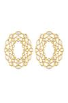 Shop_Isharya_Gold Plated Mirror Alizeh Embellished Disk Earrings _at_Aza_Fashions