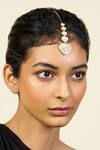 Buy_Isharya_Gold Plated Crystals, Pearls Boondein Mirror Embellished Maangtikka _at_Aza_Fashions