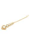 Isharya_Gold Plated Crystals, Pearls Boondein Mirror Embellished Maangtikka _Online_at_Aza_Fashions