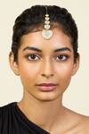 Shop_Isharya_Gold Plated Crystals, Pearls Boondein Mirror Embellished Maangtikka _Online_at_Aza_Fashions
